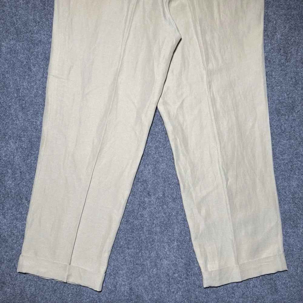Palm Beach Collections Silk & Linen Trouser Pants Beige Pleated Men 34x29 NWT